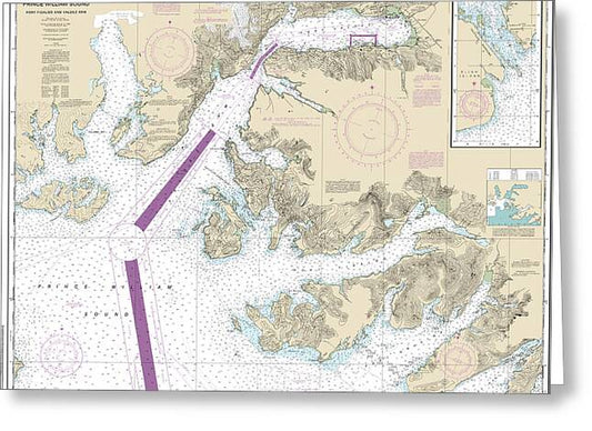 Nautical Chart-16708 Prince William Sound-port Fidalgo-valdez Arm, Tatitlek Narrows - Greeting Card
