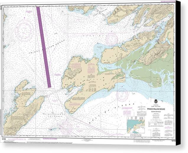 Nautical Chart-16709 Prince William Sound-eastern Entrance - Canvas Print