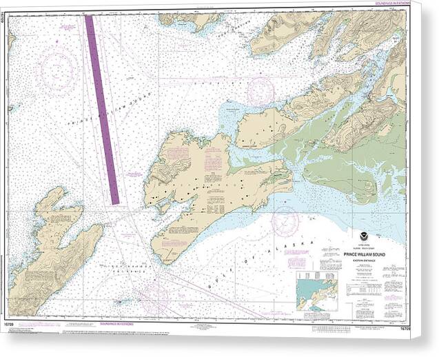 Nautical Chart-16709 Prince William Sound-eastern Entrance - Canvas Print