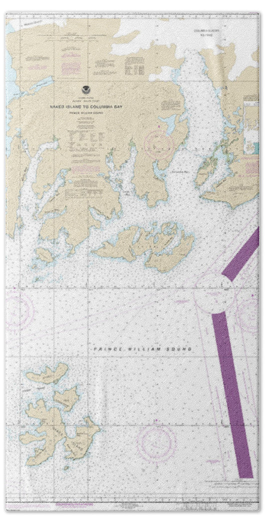 Nautical Chart-16713 Naked Island-columbia Bay - Bath Towel