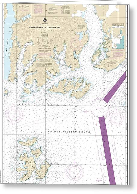 Nautical Chart-16713 Naked Island-columbia Bay - Greeting Card