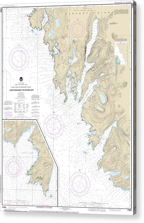 Nautical Chart-17330 West Coast-baranof Island Cape Ommaney-byron Bay - Acrylic Print