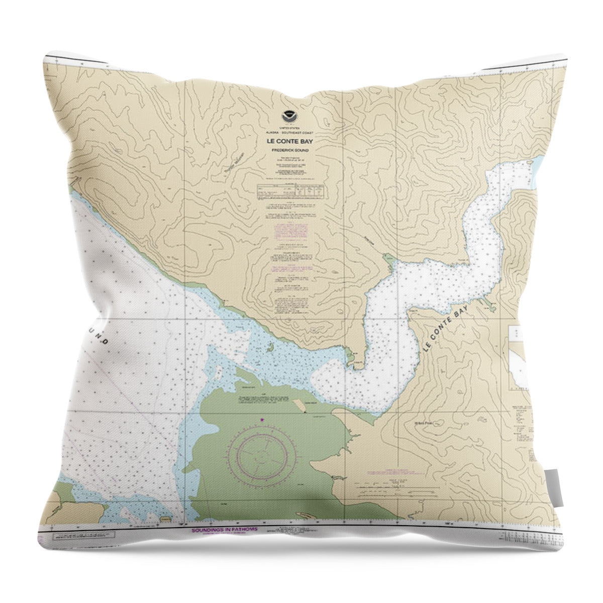 Nautical Chart-17377 Le Conte Bay - Throw Pillow
