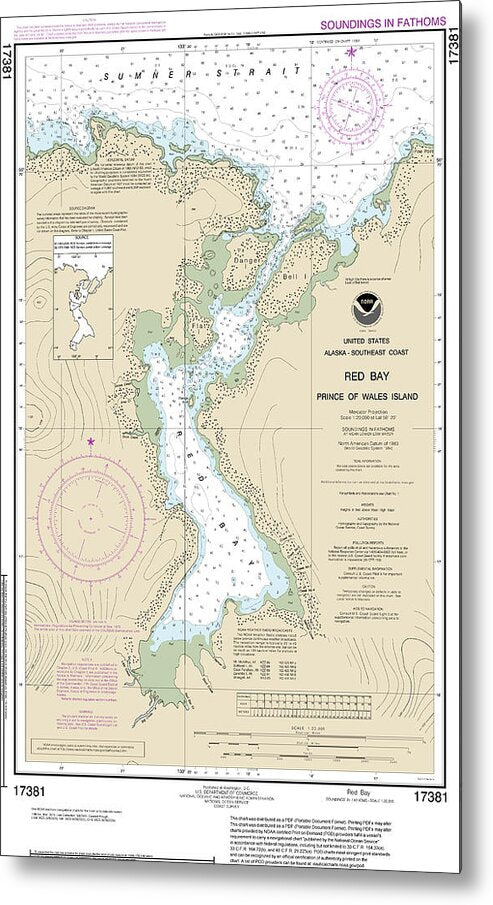 Nautical Chart-17381 Red Bay, Prince-wales Island - Metal Print