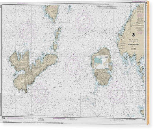 Nautical Chart-17402 Southern Entrances-sumner Strait - Wood Print