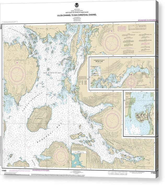 Nautical Chart-17405 Ulloa Channel-san Christoval Channel, North Entrance, Big Salt Lake, Shelter Cove, Craig - Acrylic Print