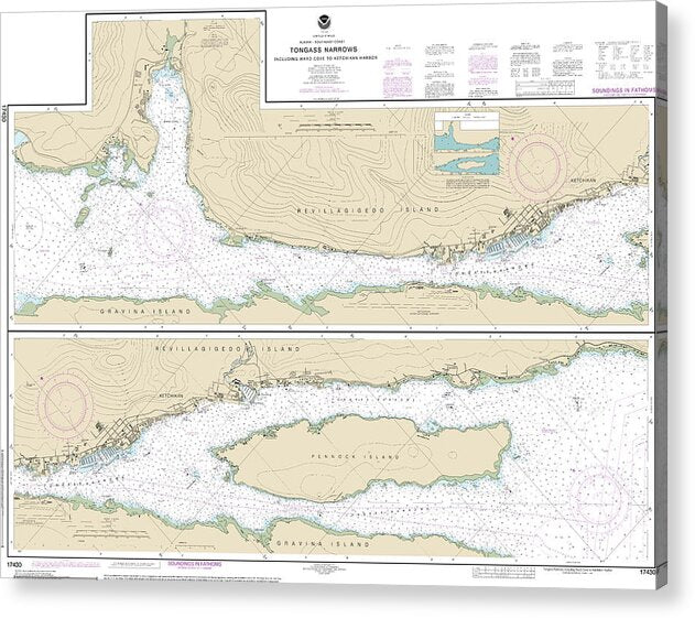 Nautical Chart-17430 Tongass Narrows - Acrylic Print