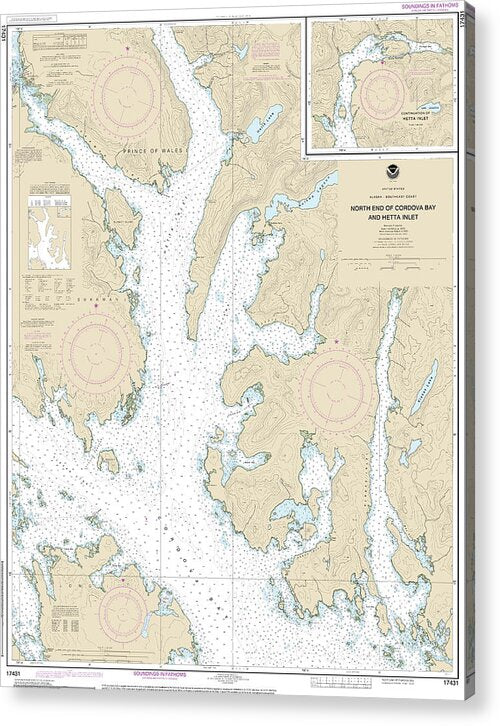 Nautical Chart-17431 N End-cordova Bay-hetta Inlet - Acrylic Print