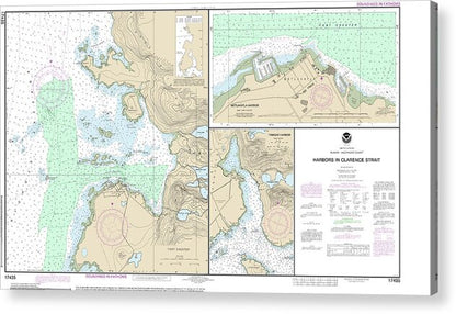 Nautical Chart-17435 Harbors In Clarence Strait Port Chester, Annette Island, Tamgas Harbor, Annette Island, Metlakatla Harbor - Acrylic Print