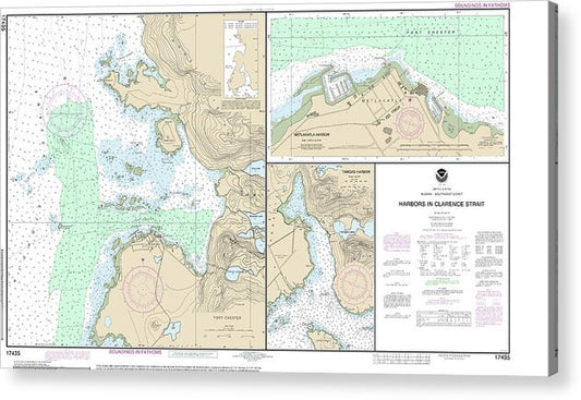 Nautical Chart-17435 Harbors In Clarence Strait Port Chester, Annette Island, Tamgas Harbor, Annette Island, Metlakatla Harbor - Acrylic Print