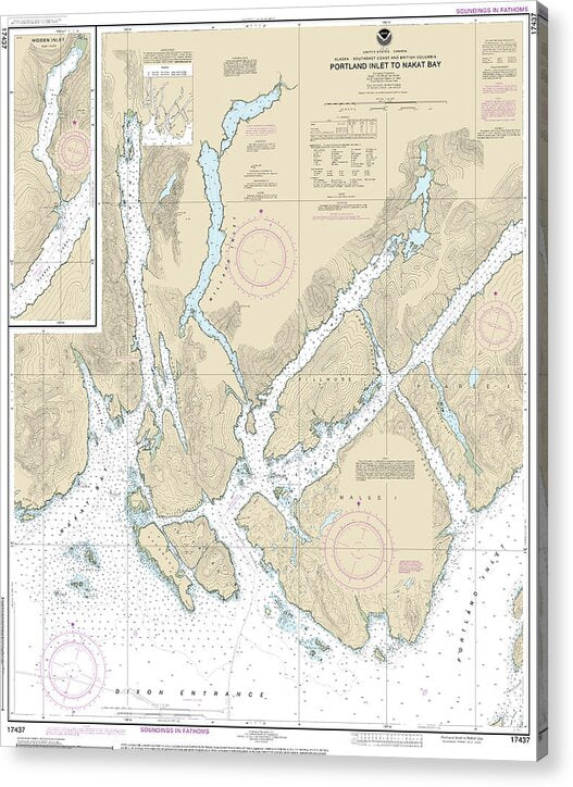 Nautical Chart-17437 Portland Inlet-nakat Bay - Acrylic Print