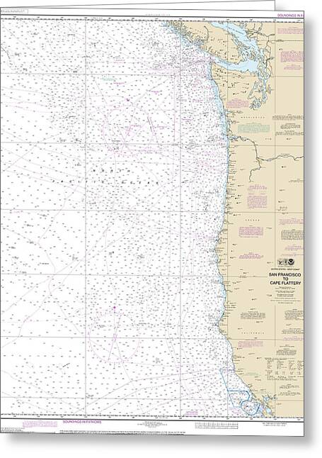 Nautical Chart-18007 San Francisco-cape Flattery - Greeting Card