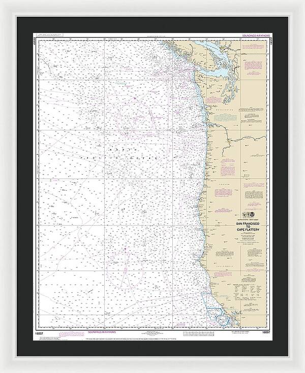 Nautical Chart-18007 San Francisco-cape Flattery - Framed Print