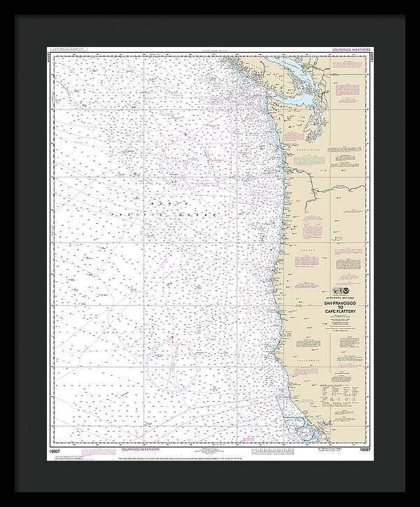 Nautical Chart-18007 San Francisco-cape Flattery - Framed Print