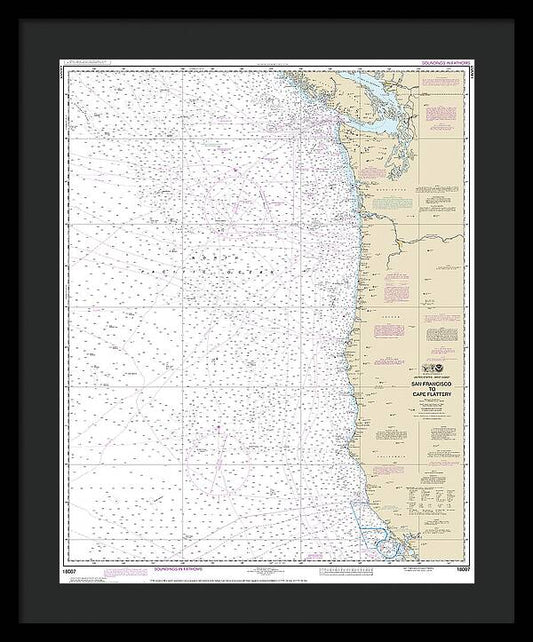 Nautical Chart-18007 San Francisco-cape Flattery - Framed Print