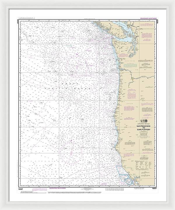 Nautical Chart-18007 San Francisco-cape Flattery - Framed Print
