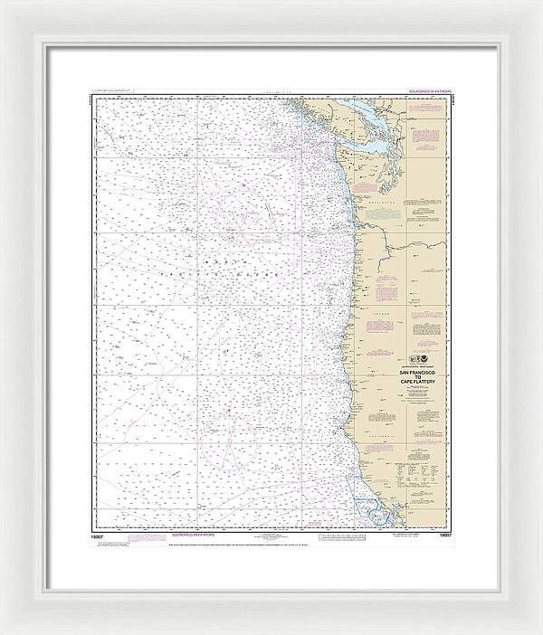 Nautical Chart-18007 San Francisco-cape Flattery - Framed Print