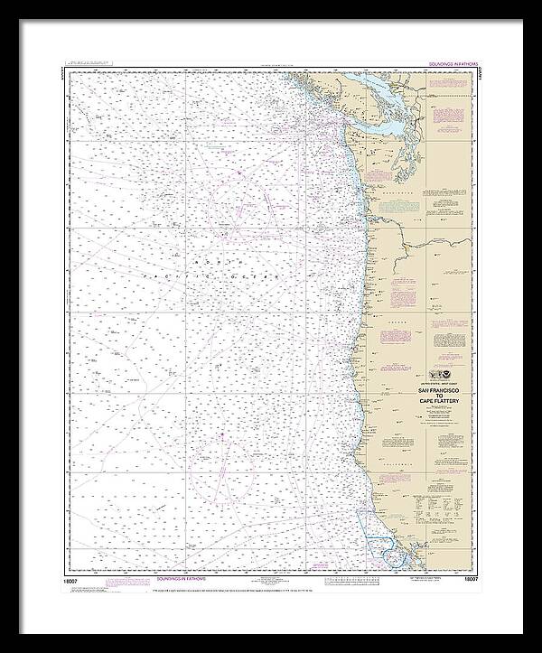 Nautical Chart-18007 San Francisco-cape Flattery - Framed Print