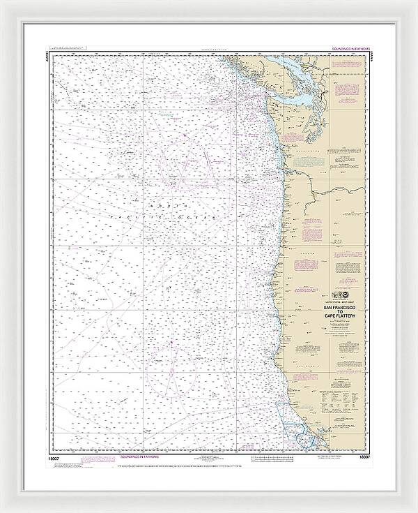 Nautical Chart-18007 San Francisco-cape Flattery - Framed Print