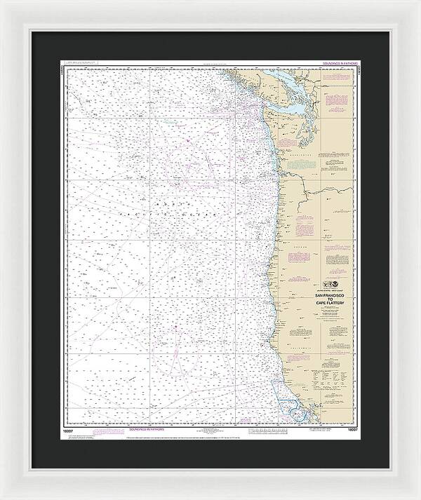 Nautical Chart-18007 San Francisco-cape Flattery - Framed Print