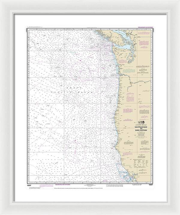 Nautical Chart-18007 San Francisco-cape Flattery - Framed Print