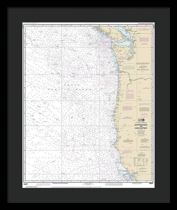Nautical Chart-18007 San Francisco-cape Flattery - Framed Print