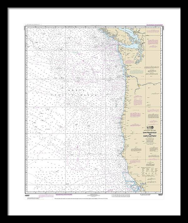 Nautical Chart-18007 San Francisco-cape Flattery - Framed Print