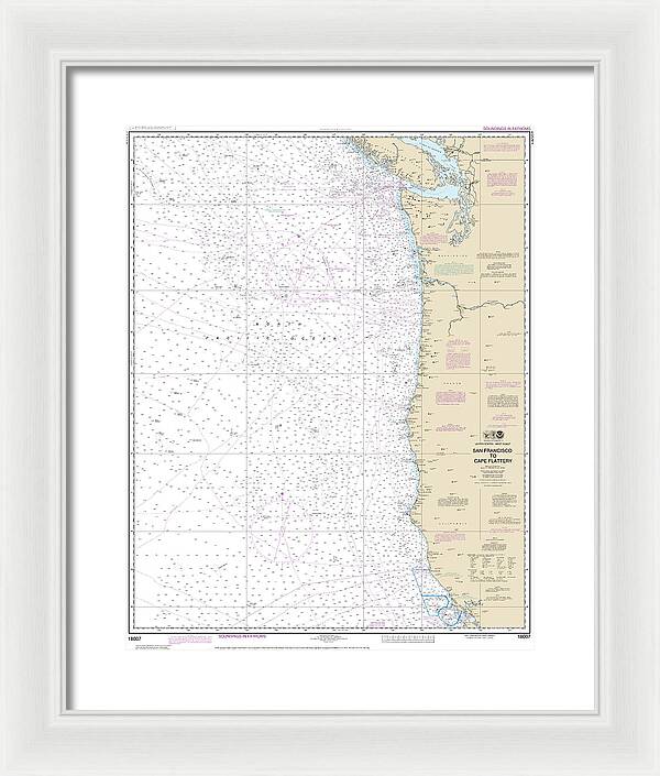 Nautical Chart-18007 San Francisco-cape Flattery - Framed Print