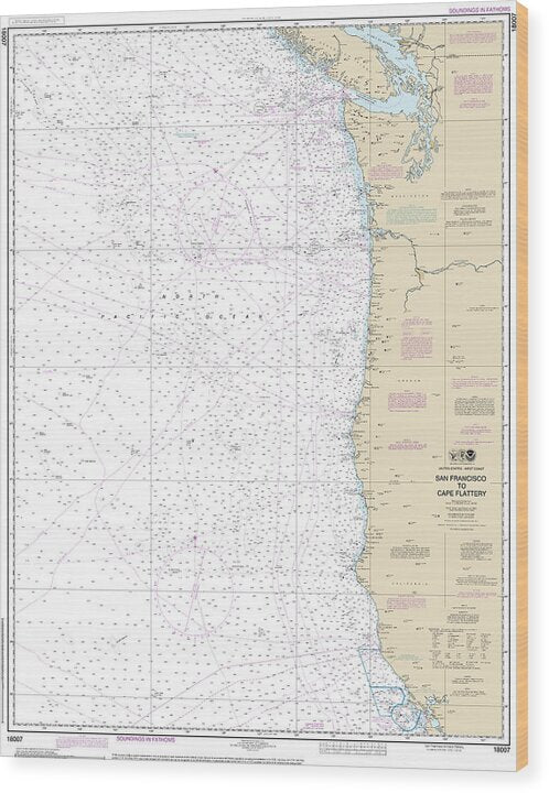 Nautical Chart-18007 San Francisco-cape Flattery - Wood Print