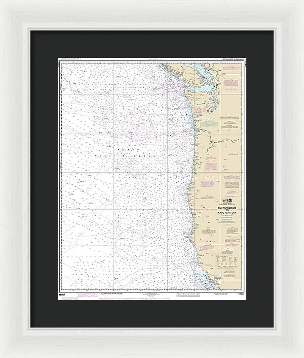 Nautical Chart-18007 San Francisco-cape Flattery - Framed Print
