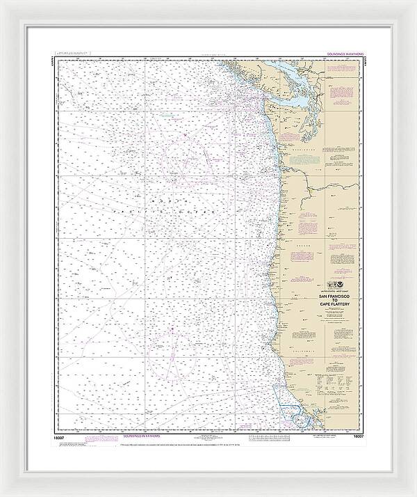 Nautical Chart-18007 San Francisco-cape Flattery - Framed Print