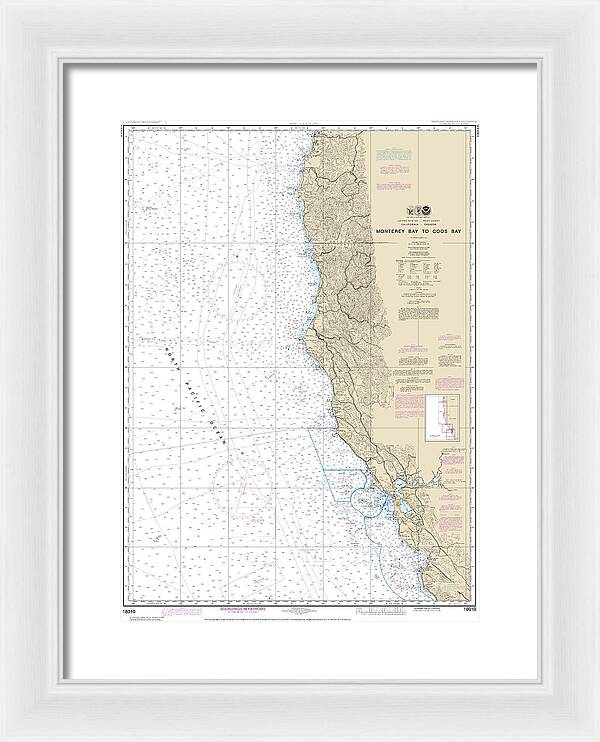 Nautical Chart-18010 Monterey Bay-coos Bay - Framed Print