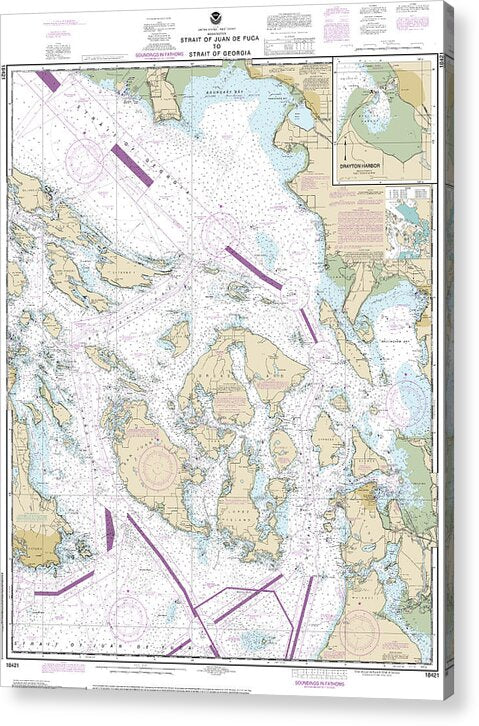 Nautical Chart-18421 Strait-juan De Fuca-strait-georgia, Drayton Harbor - Acrylic Print