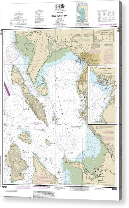 Nautical Chart-18424 Bellingham Bay, Bellingham Harbor - Acrylic Print