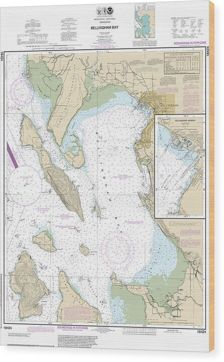 Nautical Chart-18424 Bellingham Bay, Bellingham Harbor - Wood Print