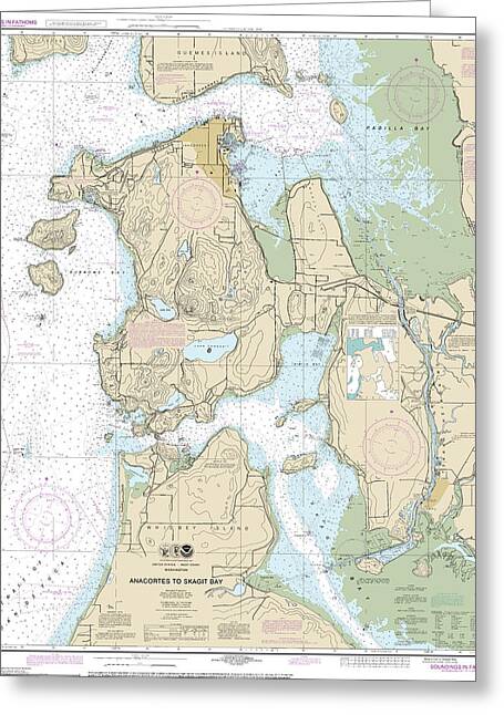 Nautical Chart-18427 Anacortes-skagit Bay - Greeting Card