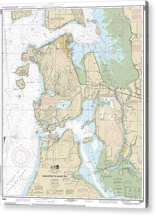 Nautical Chart-18427 Anacortes-skagit Bay - Acrylic Print