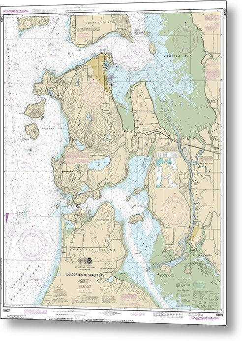 Nautical Chart-18427 Anacortes-skagit Bay - Metal Print