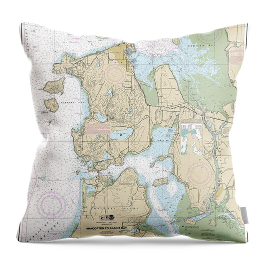 Nautical Chart-18427 Anacortes-skagit Bay - Throw Pillow