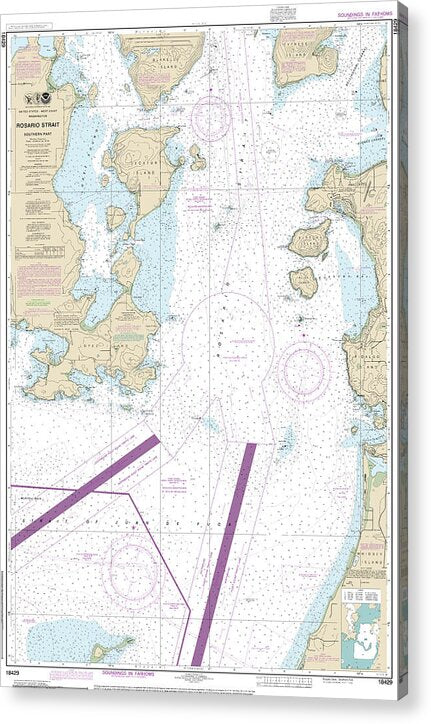 Nautical Chart-18429 Rosario Strait-southern Part - Acrylic Print