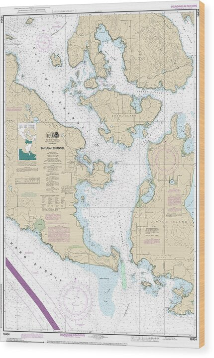 Nautical Chart-18434 San Juan Channel - Wood Print