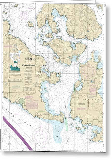 Nautical Chart-18434 San Juan Channel - Greeting Card