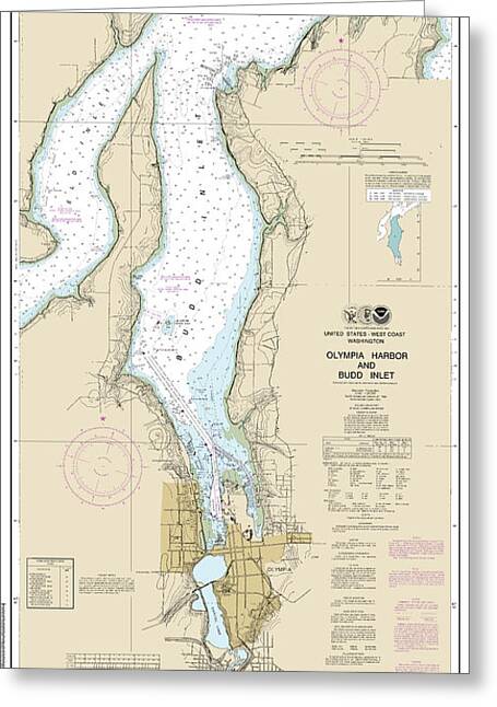 Nautical Chart-18456 Olympia Harbor-budd Inlet - Greeting Card