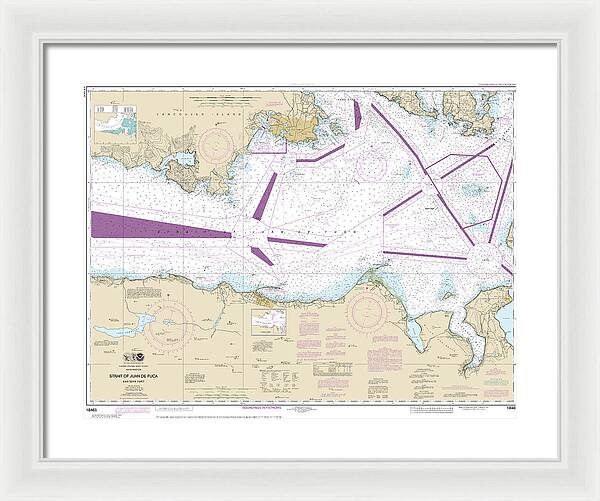 Nautical Chart-18465 Strait-juan De Fuca-eastern Part - Framed Print