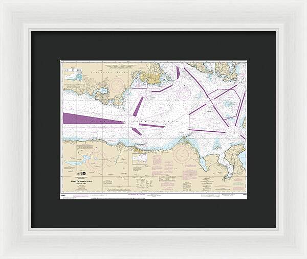 Nautical Chart-18465 Strait-juan De Fuca-eastern Part - Framed Print