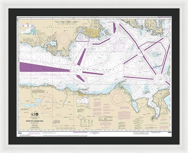Nautical Chart-18465 Strait-juan De Fuca-eastern Part - Framed Print