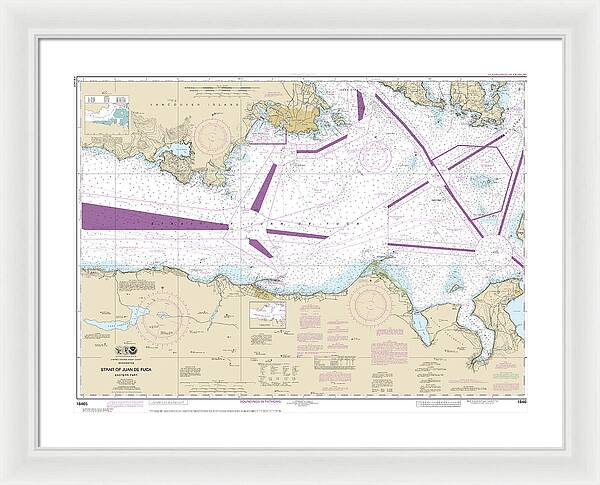 Nautical Chart-18465 Strait-juan De Fuca-eastern Part - Framed Print