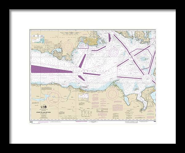 Nautical Chart-18465 Strait-juan De Fuca-eastern Part - Framed Print