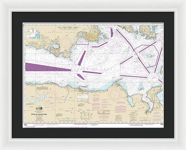 Nautical Chart-18465 Strait-juan De Fuca-eastern Part - Framed Print