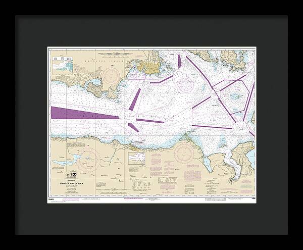 Nautical Chart-18465 Strait-juan De Fuca-eastern Part - Framed Print